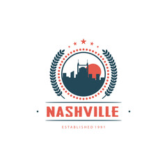 Fun vector design of Nashville city silhouette suitable for stickers or prints	