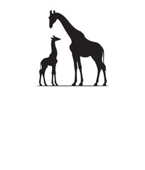 Set of giraffe  Silhouette Icon , isolated on a white background