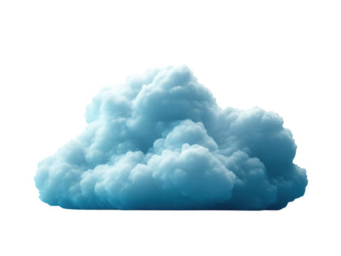 A large blue cloud with a white background