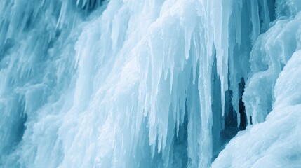 Stunning close-up of icy blue glacier formations with intricate textures and patterns
