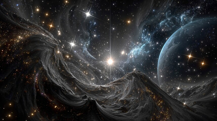 Shining night starry sky png, dark space background with stars. Stars or stardust in deep universe, galaxy. Vector Illustration isolated on transparent background.