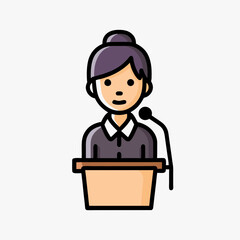 Female Speaker Podium Icon - Public Speaking and Presentation