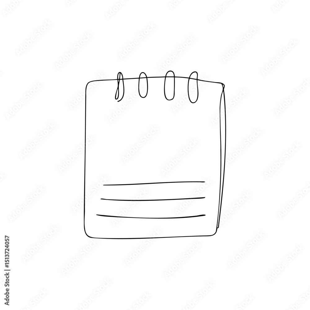 Aufkleber hand drawn sketch of a notebook with lined pages on a clean white background
