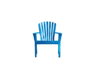 A blue chair with a white background