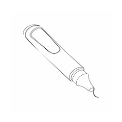 Fototapeta premium Line art illustration of a tilted pen with a stroke drawing on white background