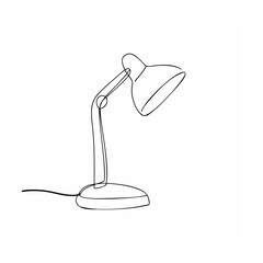 Simple minimalist line art illustration of a desk lamp on white background
