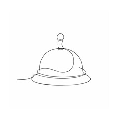 Elegant continuous line drawing of a cloche for food presentation and dining