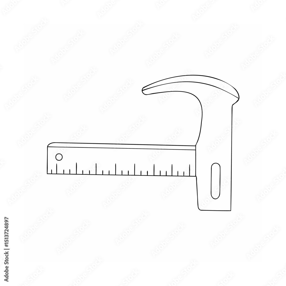Poster a simple line drawing of a caliper measuring tool for engineering and design