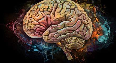 Abstract artistic rendering of a human brain