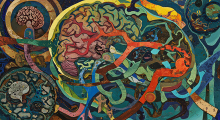 Abstract Colorful Brain Illustration