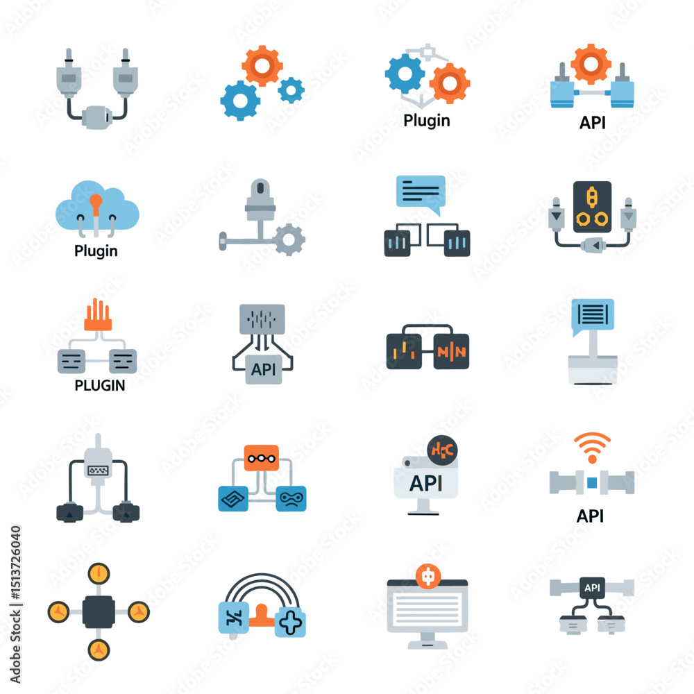 Poster digital connectivity collection: an array of meticulously crafted illustrations showcases diverse el