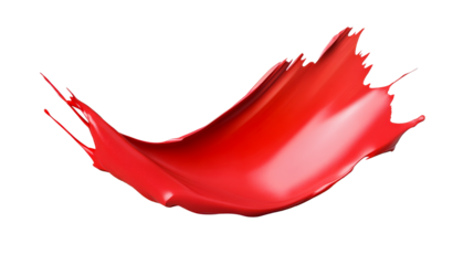 Dynamic red paint streak flowing, vibrant color, cut out transparent