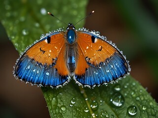 A colorful butterfly with delicate wings rests on a vibrant flower, showcasing the beauty of nature in a close-up view