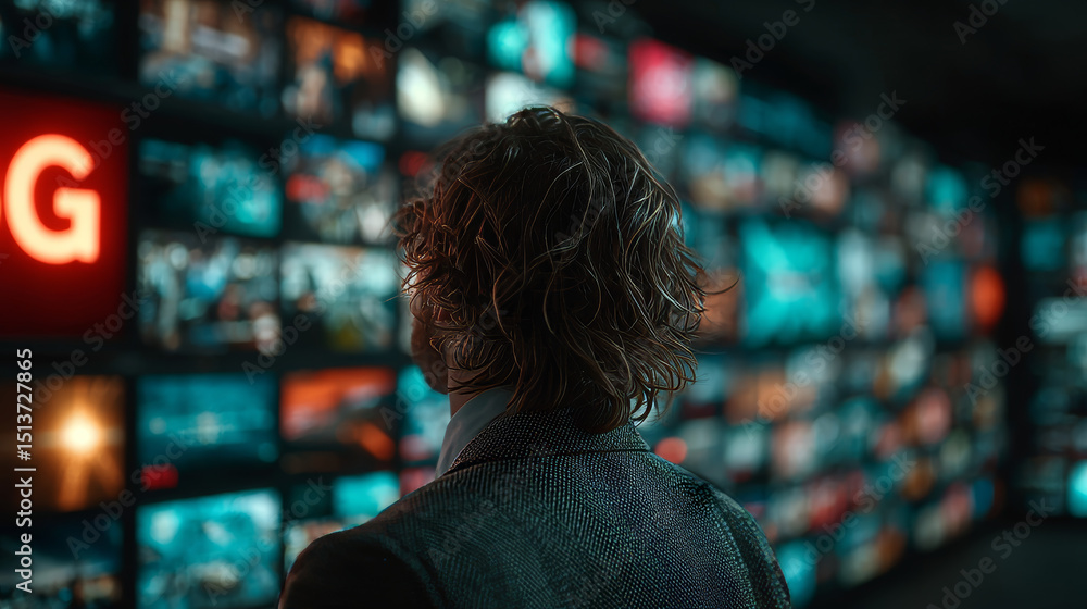 Poster 6g technology: businessman control and monitoring 6g technology system on digital screen. ultra-low 