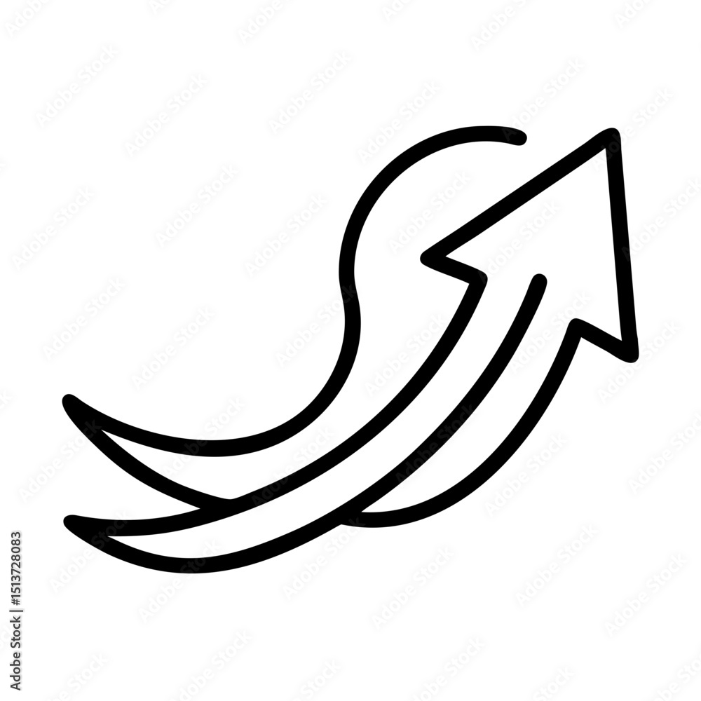 Aufkleber curved upward swoop wing icon on transparent background for web and graphic design