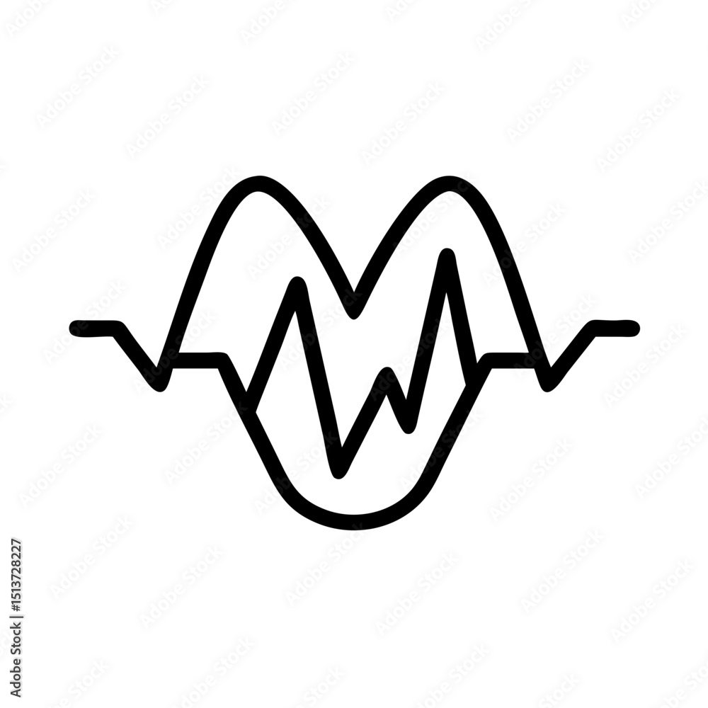 Poster double peak ecg wave icon on transparent background for web and graphic design