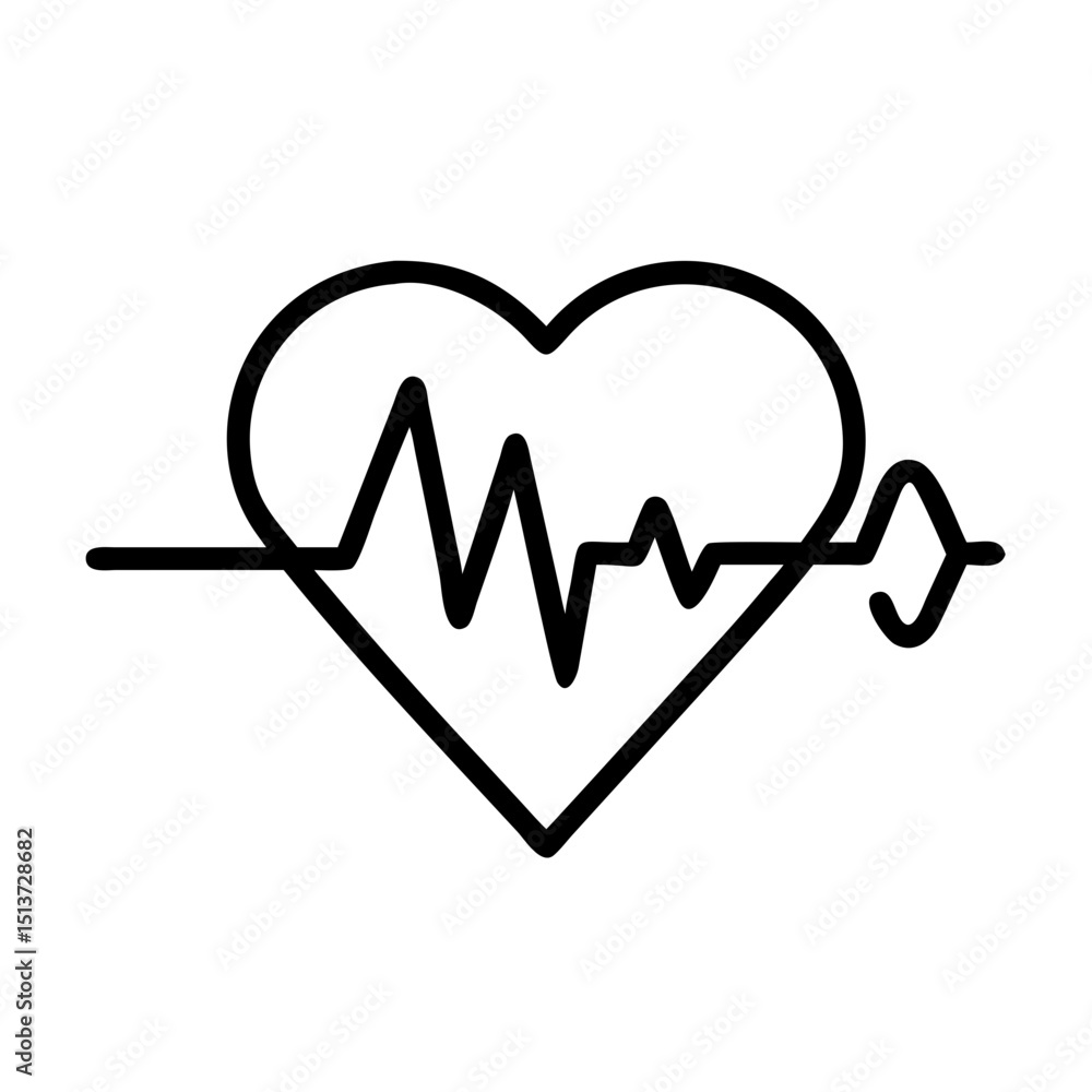 Poster flatline leading to heartbeat icon on transparent background for web and graphic design