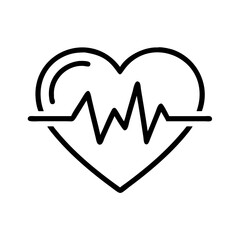 Heart outline pulse flow icon on transparent background for web and graphic design
