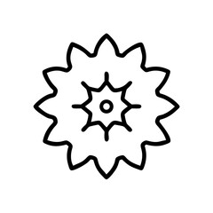 Jagged edge flower with center detail icon on transparent background for web and graphic design