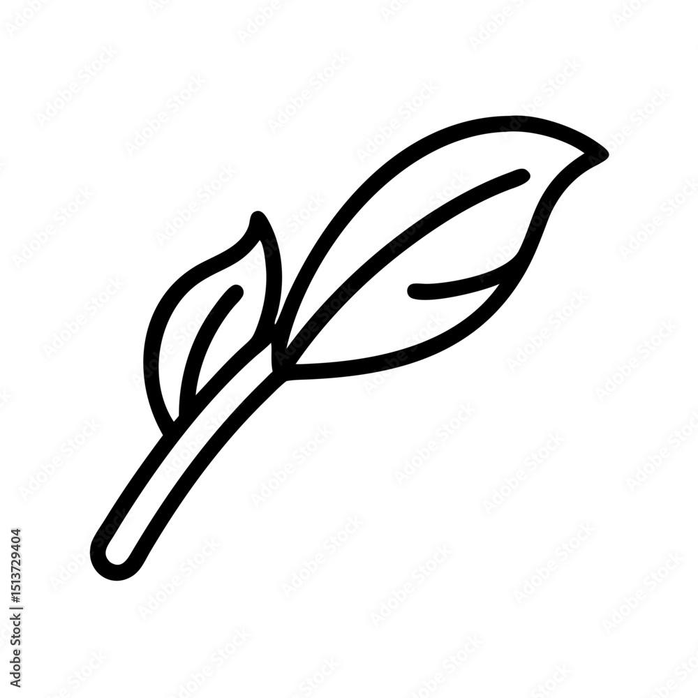 Poster long smooth leaf with thick base icon on transparent background for web and graphic design