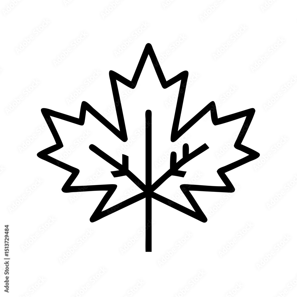Poster maple leaf with jagged edges icon on transparent background for web and graphic design
