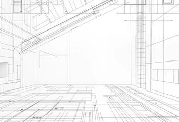 Clean architecture blueprint background, abstract geometric lines and shapes, sketch, concept