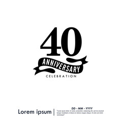 40th years anniversary celebration emblem. congratulations anniversary logo isolated with ribbon on white background. vector illustration template design for web, flyers, poster, greeting card