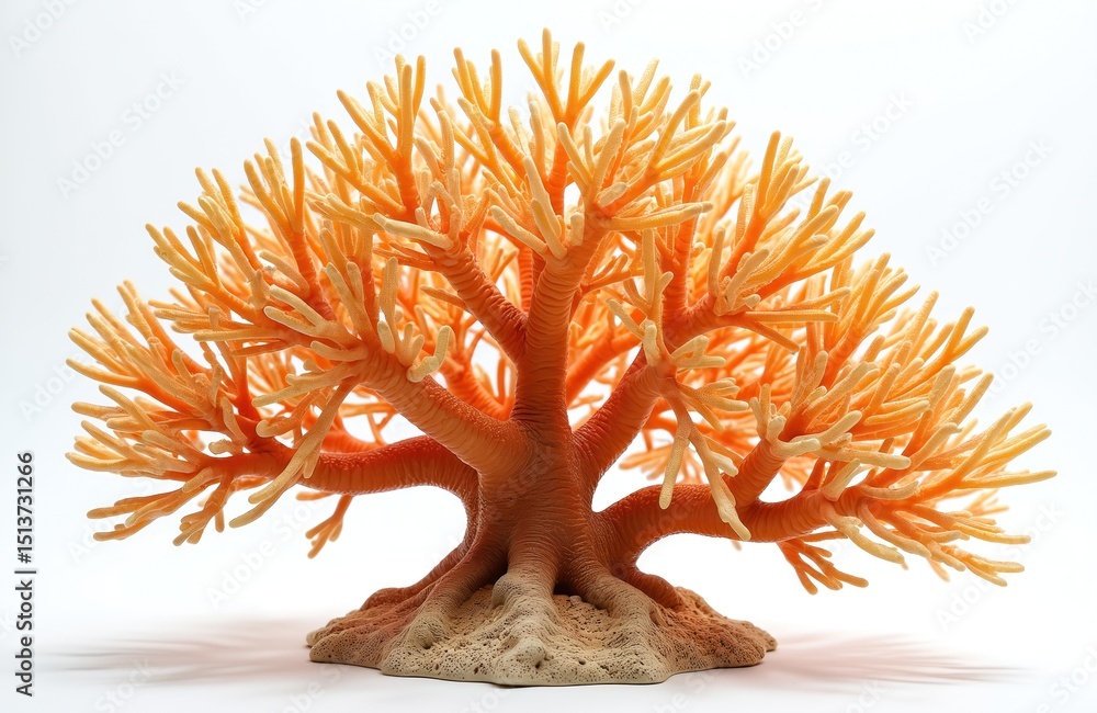 Poster stunning photo coral tree, isolated white background. branching structure intricate patterns, ideal 