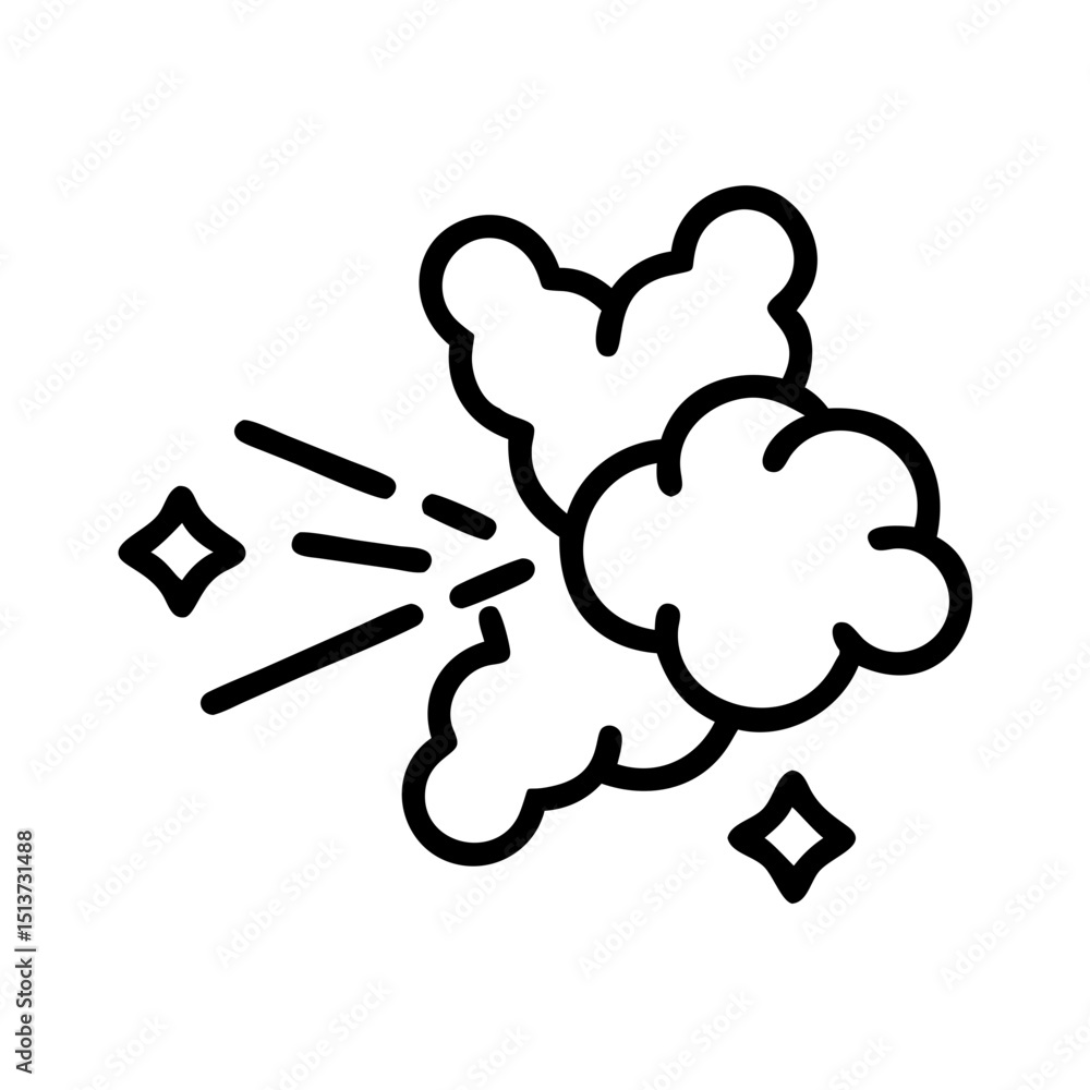 Poster multi direction cloud puff explosion icon on transparent background for web and graphic design