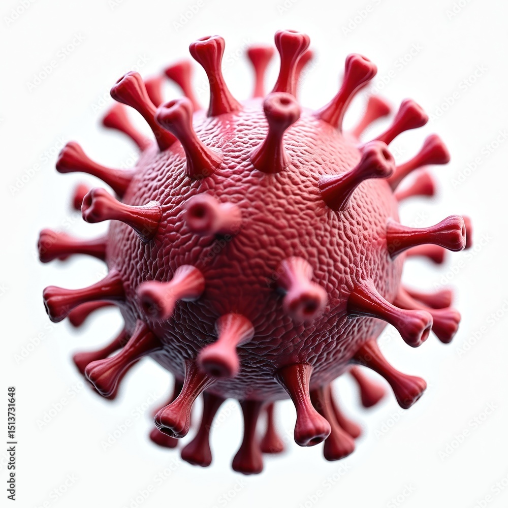 Poster close-up of virus cell isolated on white background. realistic 3d render of coronavirus. concept for