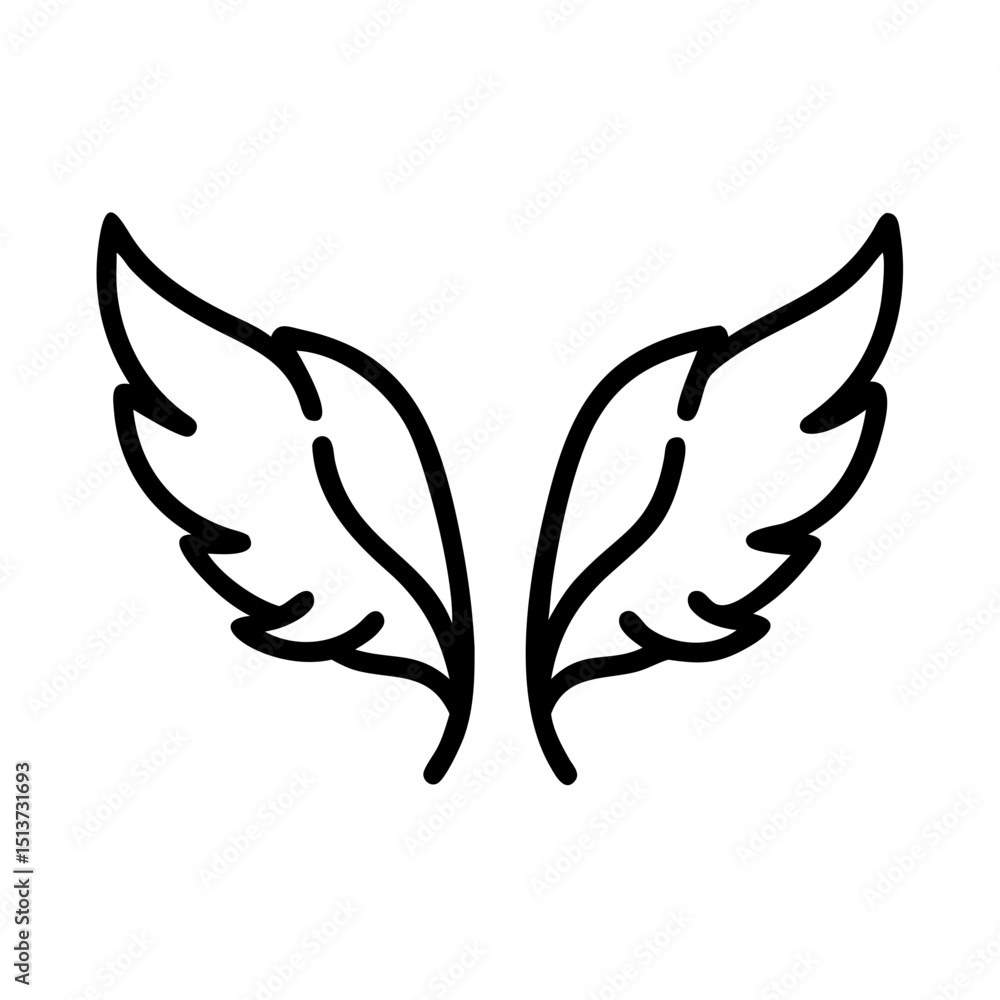 Poster outstretched feather wings icon on transparent background for web and graphic design