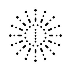 Rounded burst with halftone dots icon on transparent background for web and graphic design