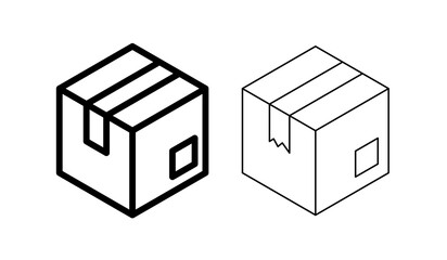 Cardboard box icon. Symbol of delivery or product packaging. Designation of a parcel or purchase. Raster icon.