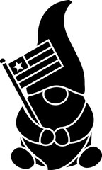 Cute american patriotic gnome silhouette isolated. 
4th of July characters clipart cartoon vector illustration.
USA Independence day silhouette design. 
Transparent background. SVG file.
