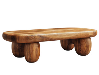 A wooden table with three round legs