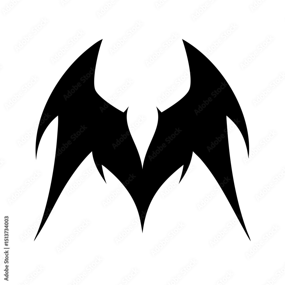 Poster silhouette abstract bat wings pair icon on transparent background for web and graphic design