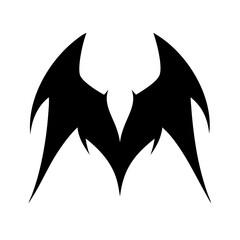 Silhouette abstract bat wings pair icon on transparent background for web and graphic design