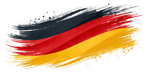 German Flag Brush Stroke, Isolated on Transparent Background, National Symbol, Paint Texture, Germany, Flag, Patriotic