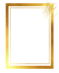 Gold Double Frame with Abstract Brushstrokes Isolated on Transparent Background, Gold Frame, Abstract Design