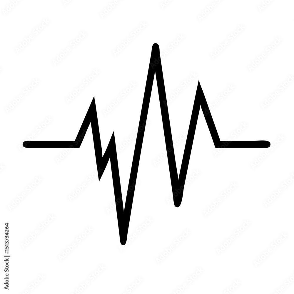 Poster silhouette basic heartbeat rhythm line icon on transparent background for web and graphic design