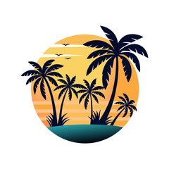 tropical island with palm trees