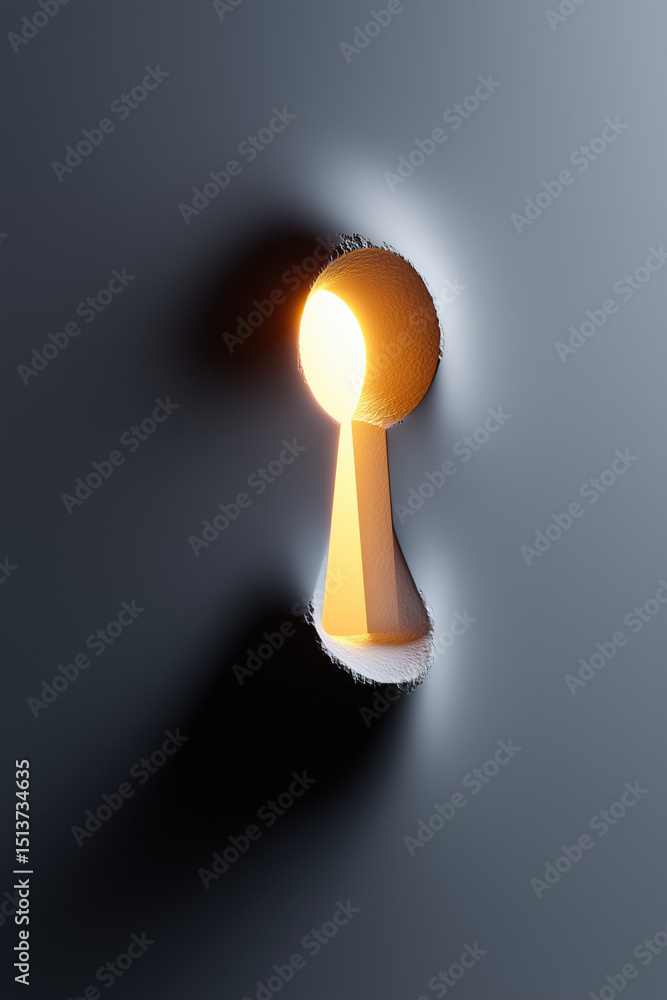 Poster a keyhole is illuminated by a light, creating a sense of mystery and intrigue. the image is a close-