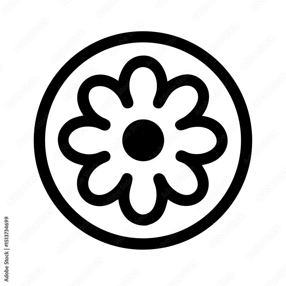 Aufkleber silhouette circular floral pattern icon on transparent background for web and graphic design