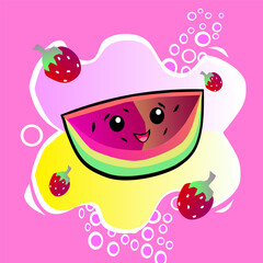  Letni piknik z arbuzem – zabawna ilustracja wektorowa