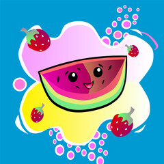  Letni piknik z arbuzem – zabawna ilustracja wektorowa