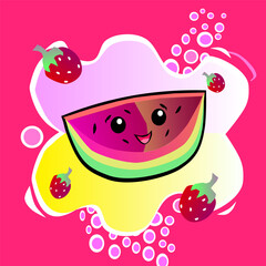  Letni piknik z arbuzem – zabawna ilustracja wektorowa