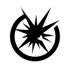 Obraz premium Silhouette circular explosion with sharp rays icon on transparent background for web and graphic design