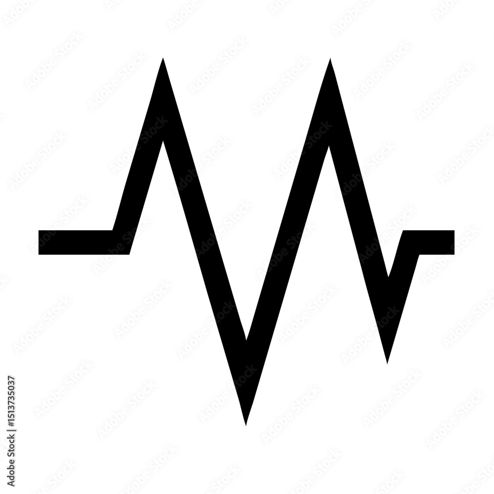 Poster silhouette clean symmetrical ecg waveform icon on transparent background for web and graphic design