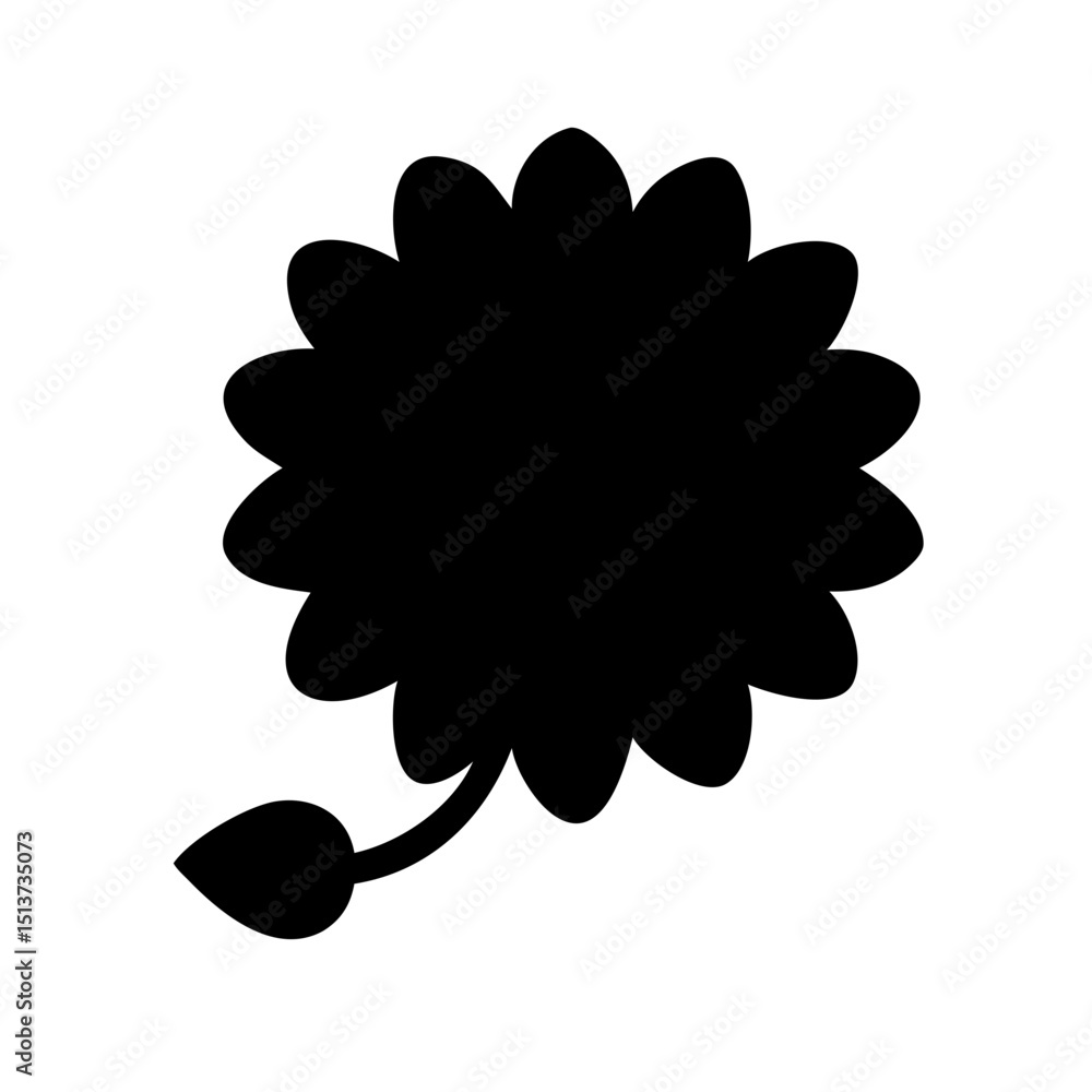 Poster silhouette cloud like flower with uneven perimeter icon on transparent background for web and graphi