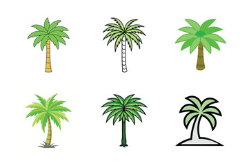 Set of Tropical Trees and Palm Trees Vector